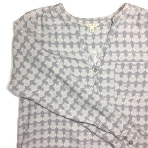 Sonoma Gray and White Owl Print Top XL